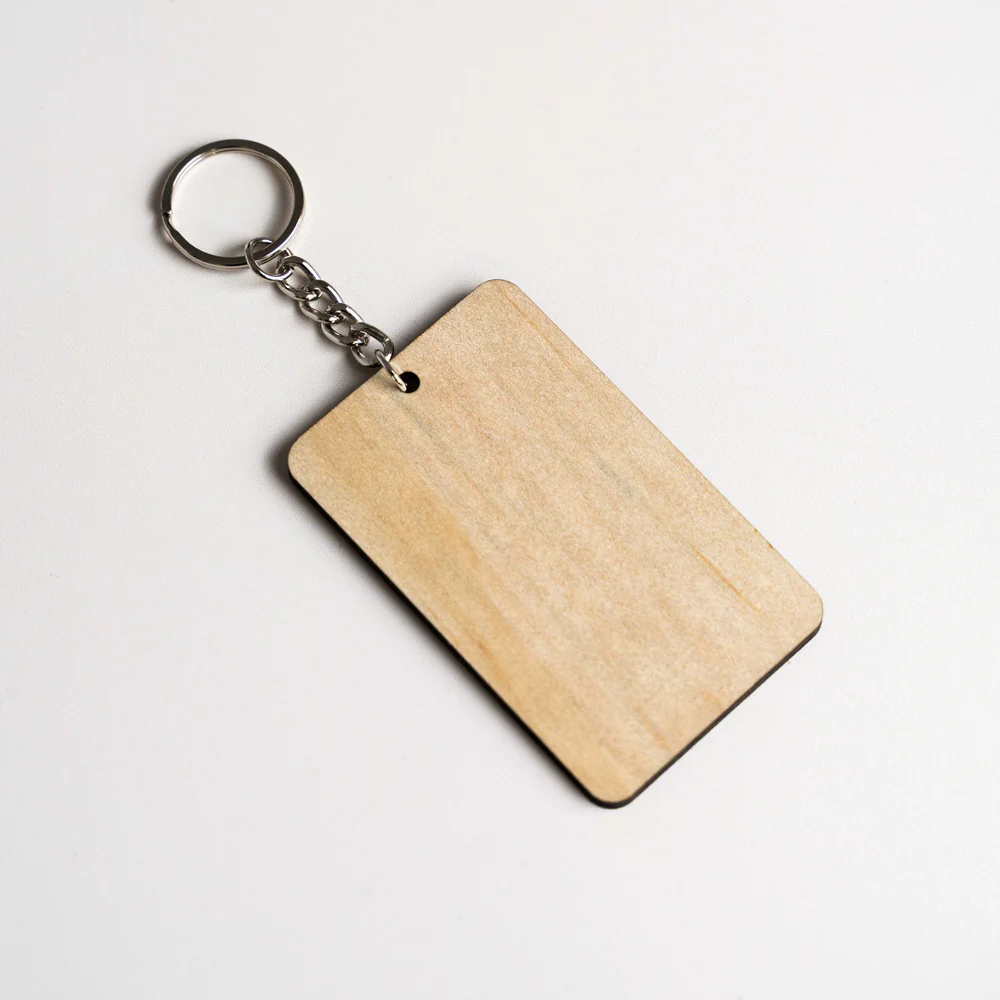 Personalised Rectangle Timber Key Ring