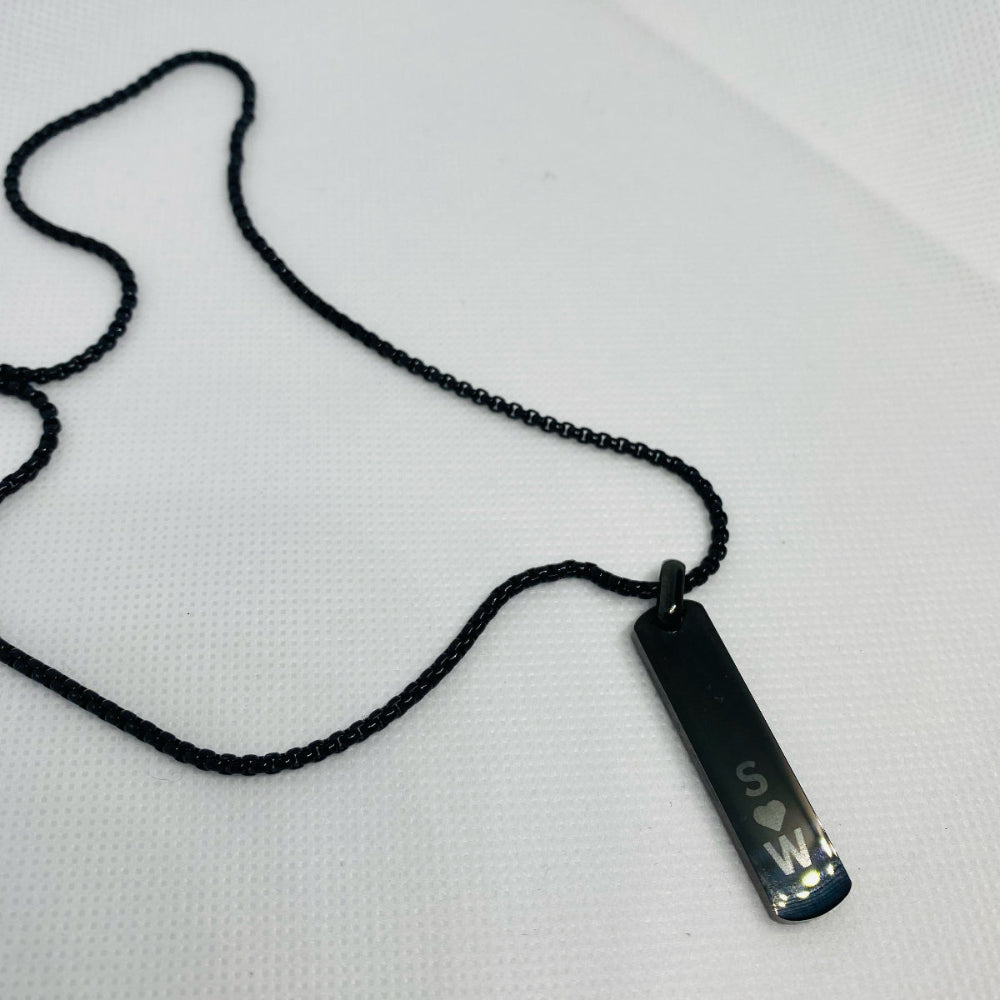 mens personalised black necklaces