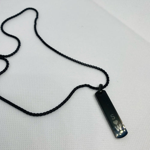 mens personalised black necklaces