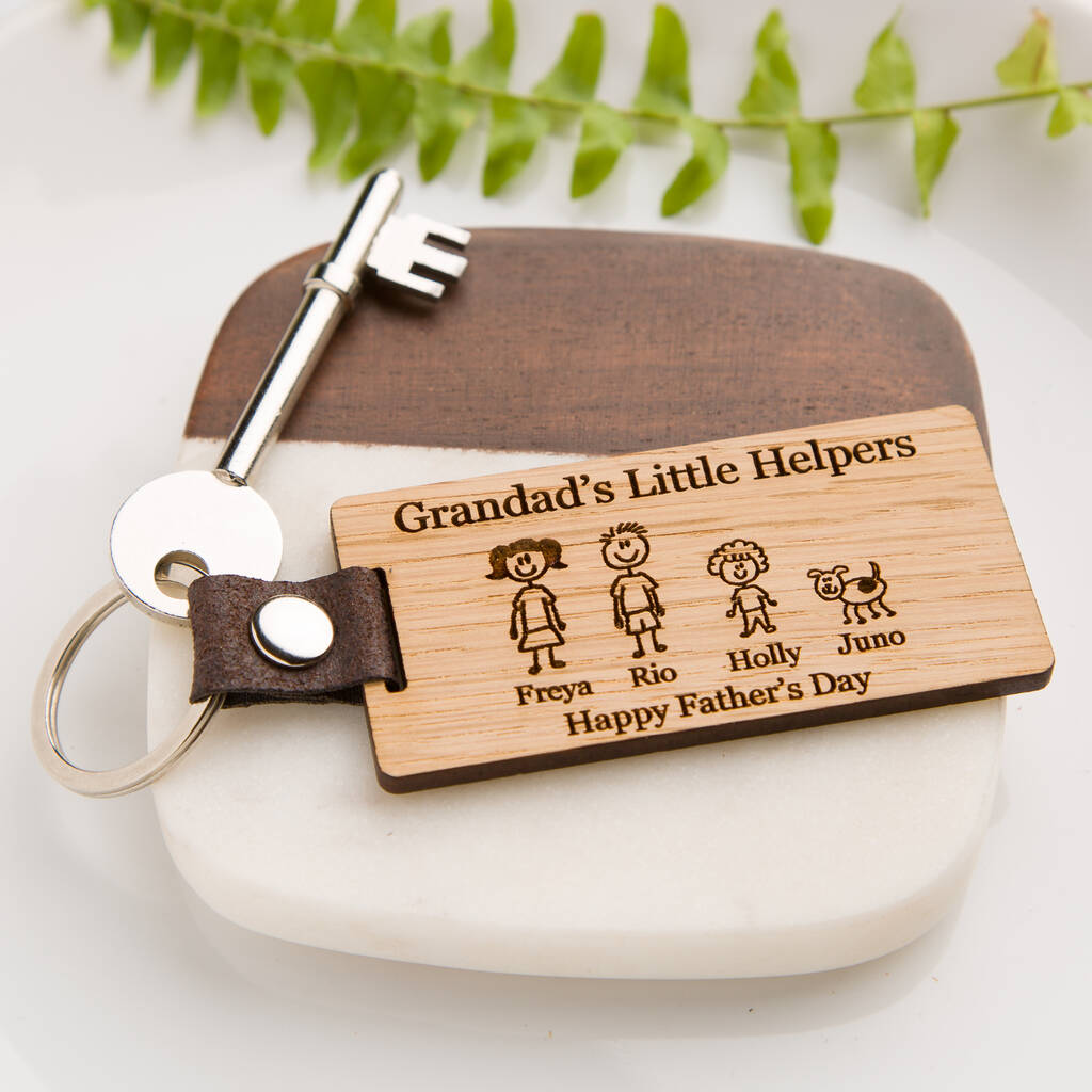Family Personalised Engraved Wooden Keyring