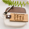 Family Personalised Engraved Wooden Keyring