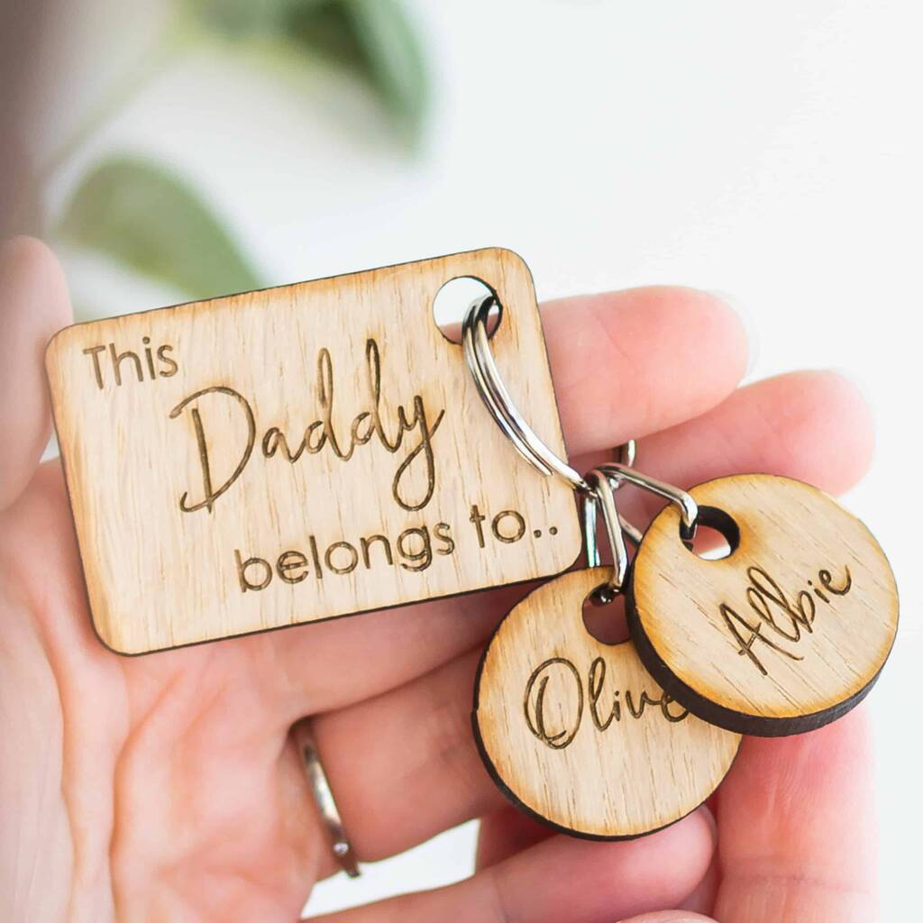 Personalised Wooden Parent Child Family Tag Keyring