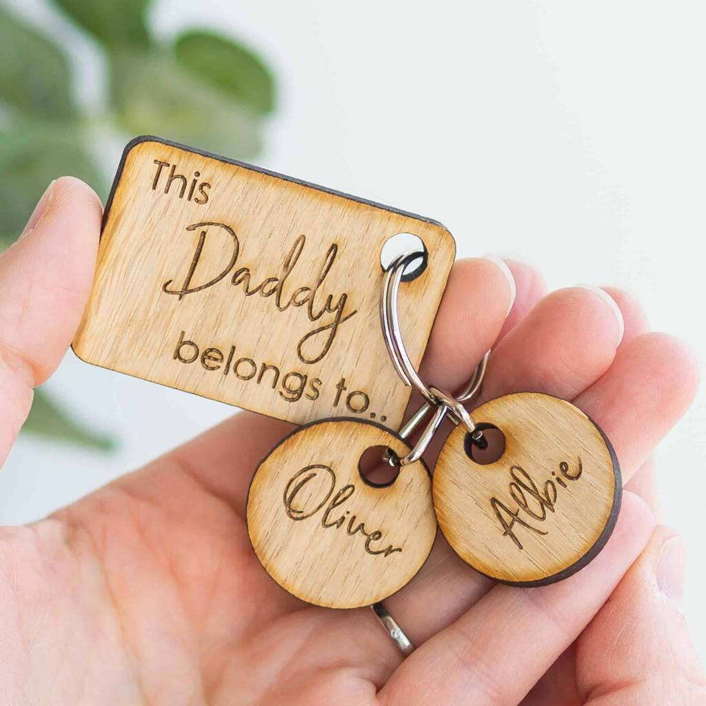 Personalised Wooden Parent Child Family Tag Keyring