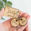 Personalised Wooden Parent Child Family Tag Keyring