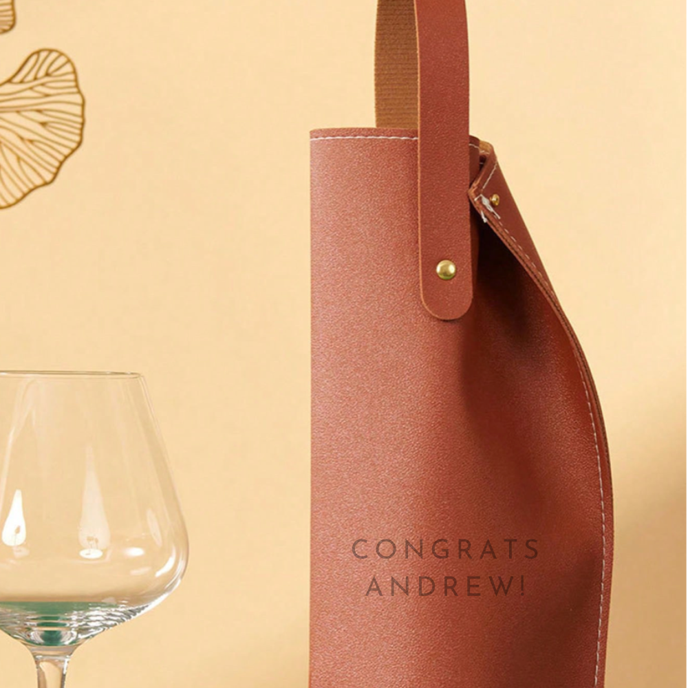 Engraved Wine Leather Carrier