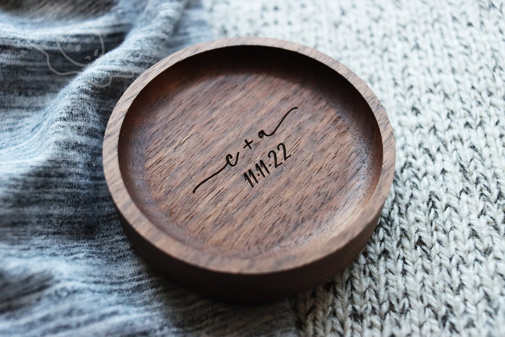 Personalised wood ring tray