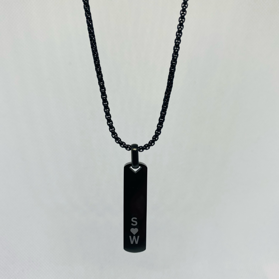 mens personalised black necklace nz