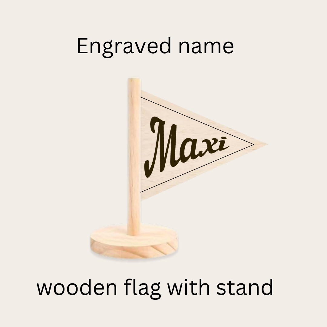Personalised Wooden Pennant Flag and Base